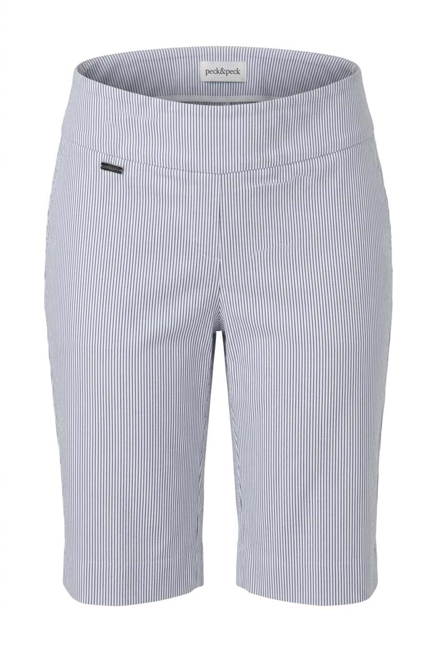 Peck & Peck Women's Blue and White Striped Pull-On Bermuda Shorts Size 6